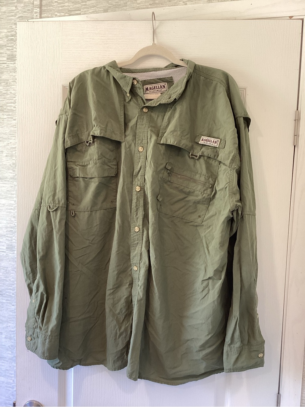 Magellan Outdoors Olive Green Long-Sleeve Button Fishing Shirt 3XL EUC